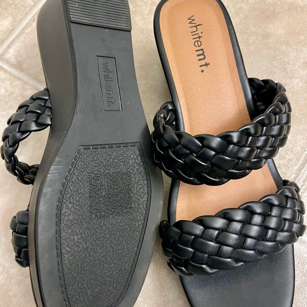 Black Braided Wedge Sandals - Picture 4 of 5